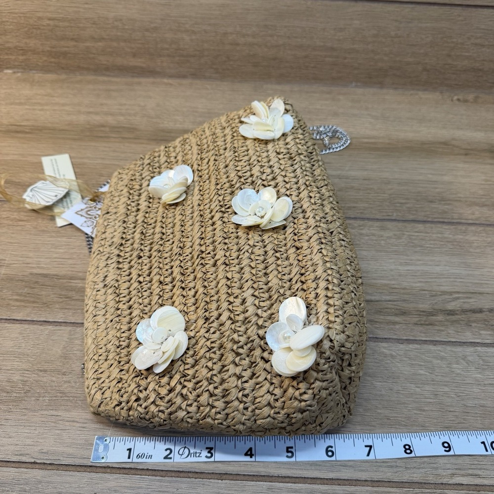 NWT Beaded Rattan‎ Bag Pearl & Seashell Chain Strap Bag India Beach TikTok Viral - Picture 10 of 11